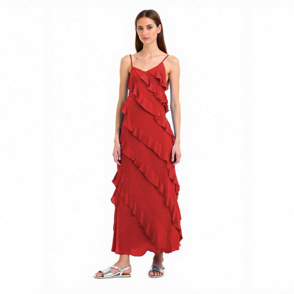 Kristen | Elegant Ruche Maxi Dress for Every Occasion