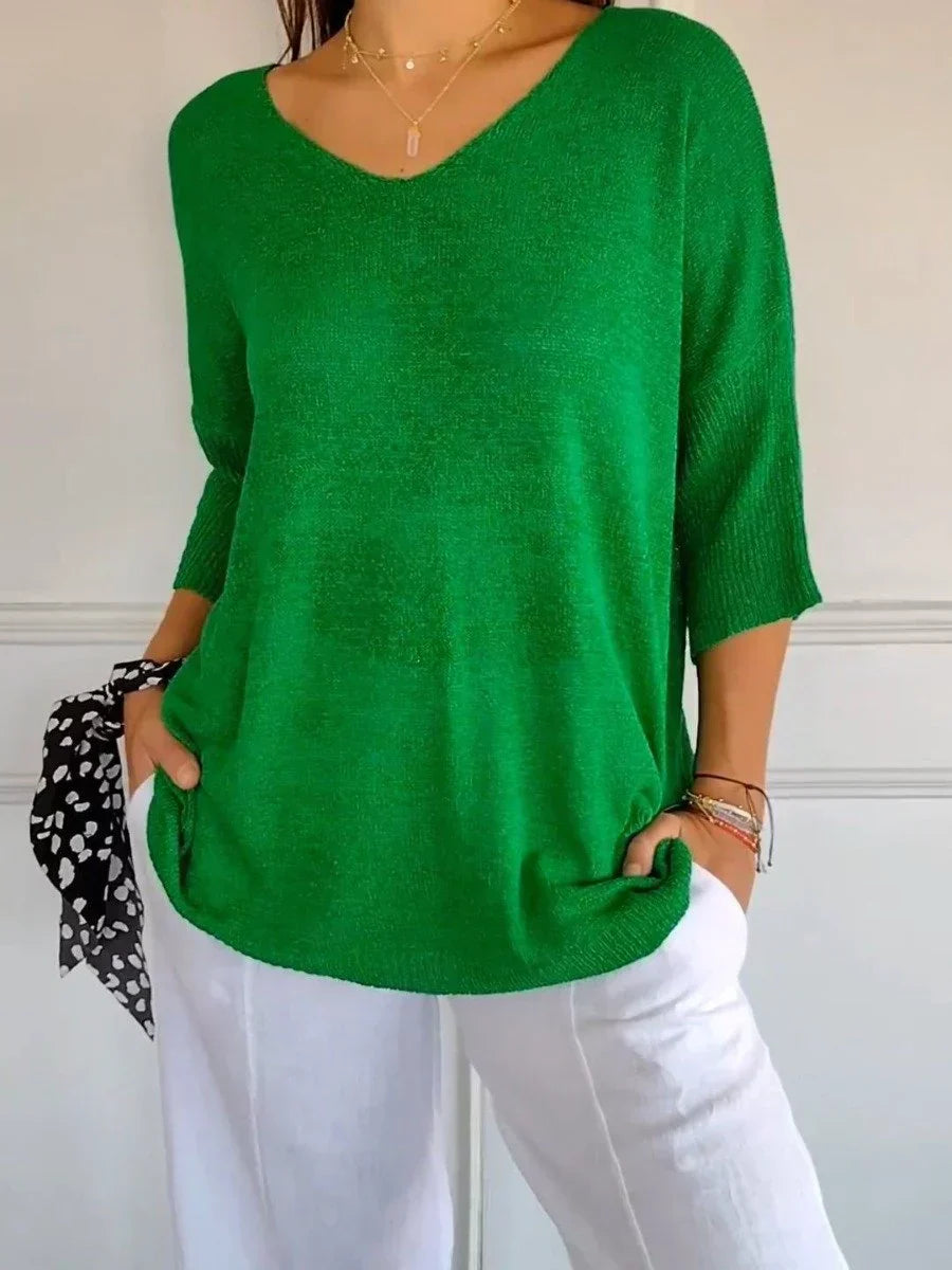 Alfonsina® | Simple Knitted Top With A V-Neck