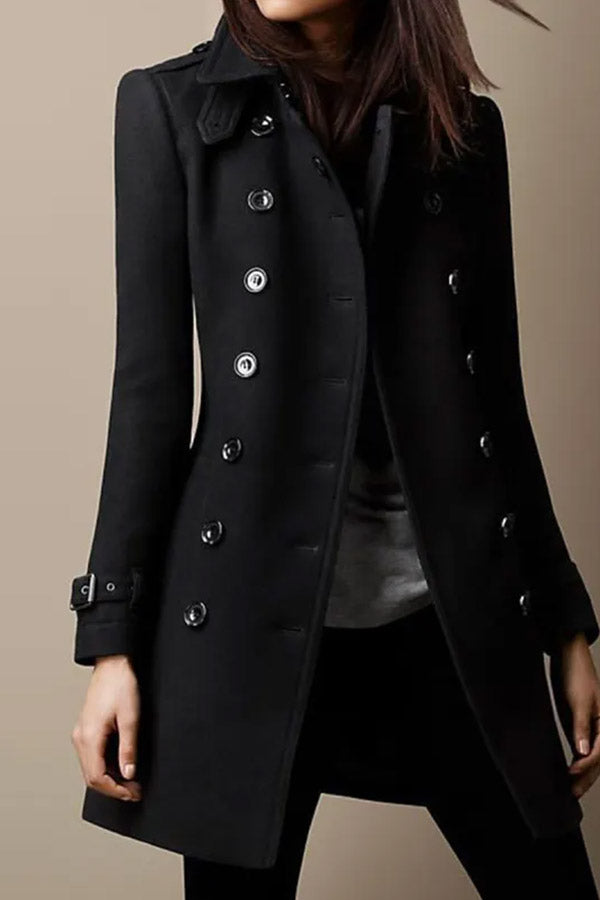 Dolores® | Casual Solid Lapel Long Sleeve Button Coat
