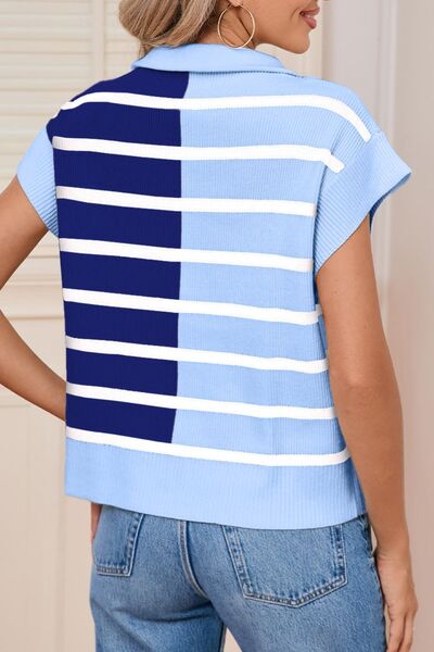 Dalia® | Striped half zip sweater vest