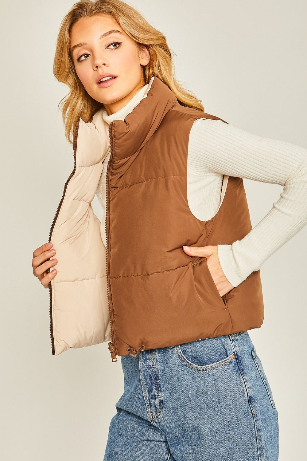 Blanca® | Cropped, reversible zip-up vest from Love Tree