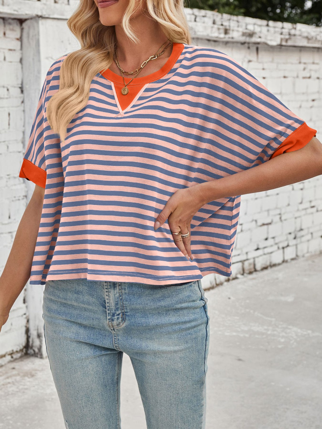 Dolores® | Striped short-sleeved crew-neck t-shirt