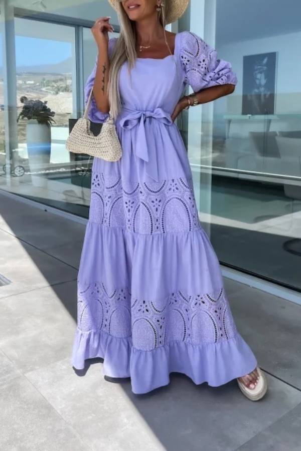 Diana® | Loose, hollow long lace skirt