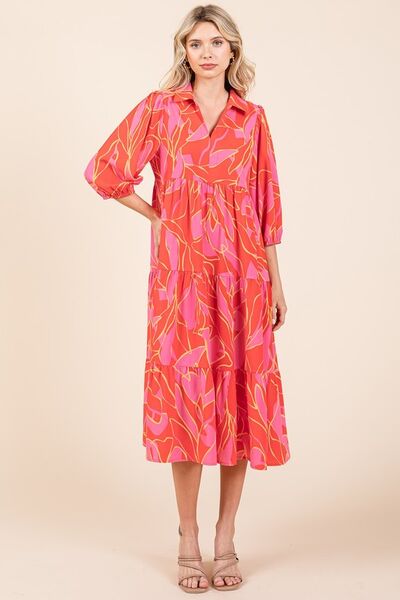 Alma® | Tiered printed collared midi dress