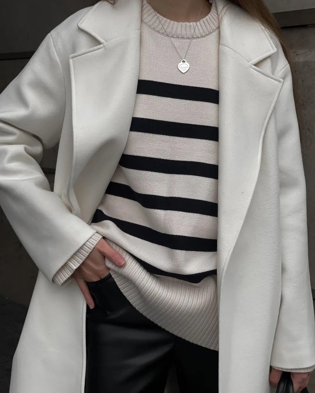 Cassandra® | White striped mesh blouse