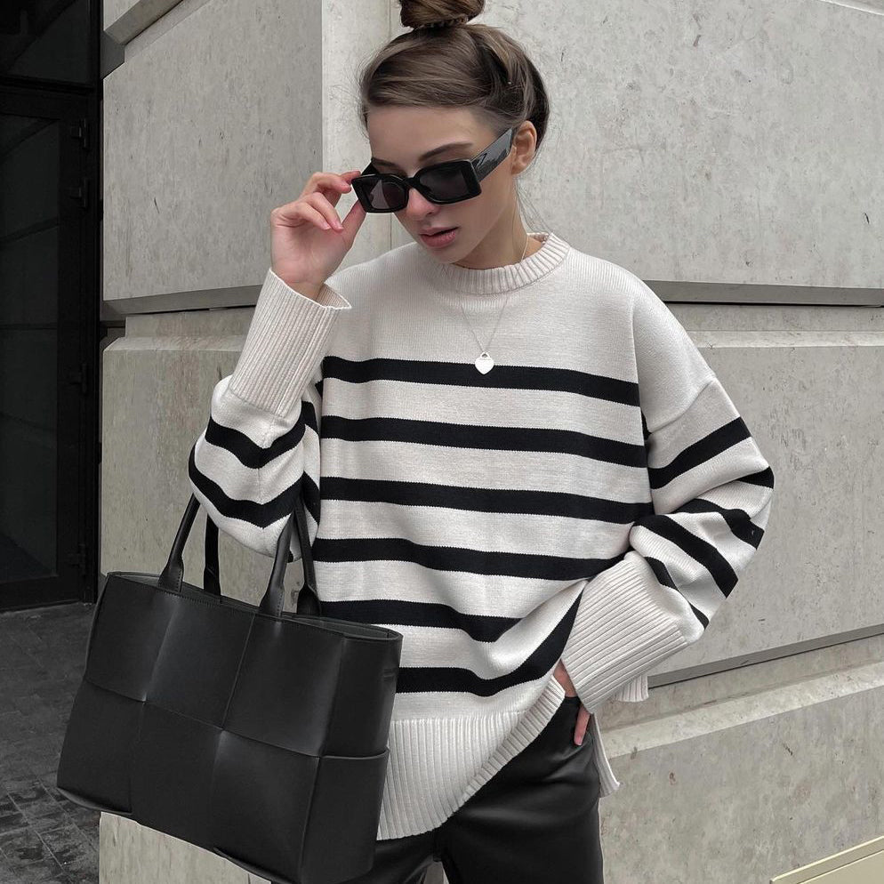Cassandra® | White striped mesh blouse