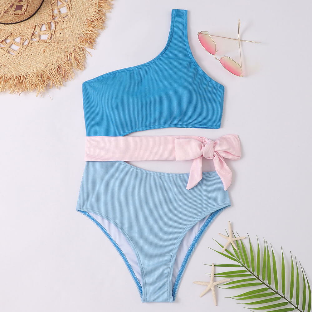 Aurora® | Two-tone asymmetrical swimsuit with lace