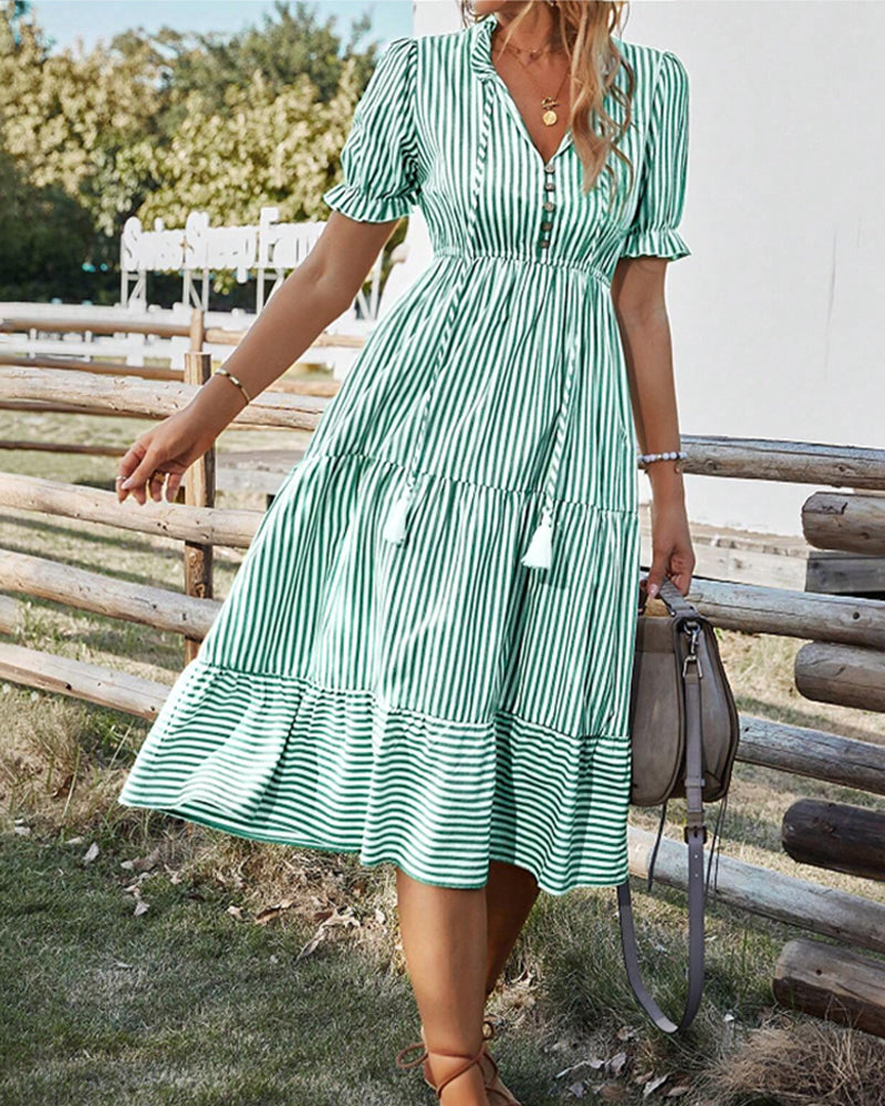 Mariah | Casual Midi A-Line Dress with V-Neck