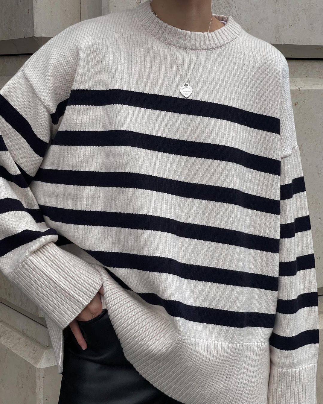 Cassandra® | White striped mesh blouse