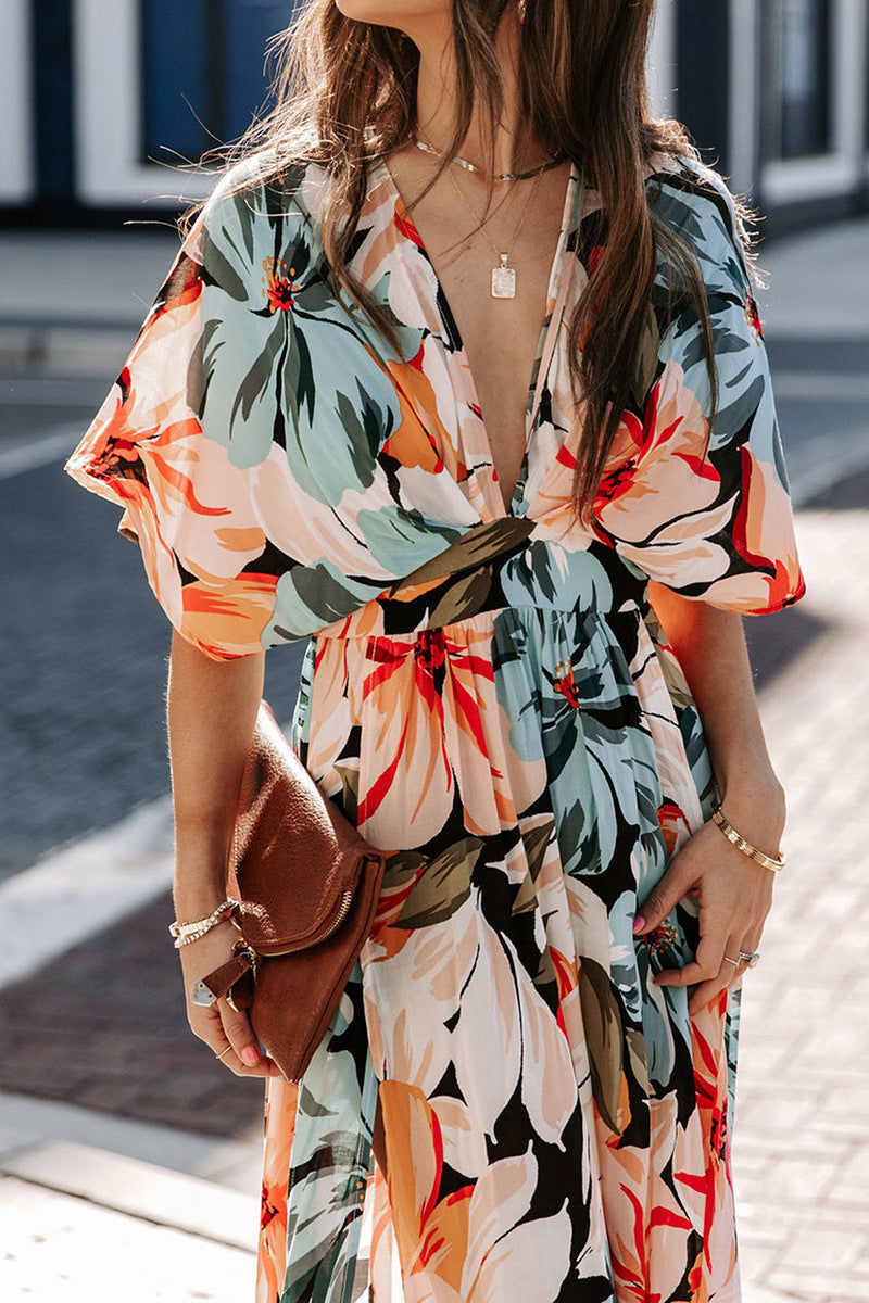 Danna® | Floral print V-neck dress with slit