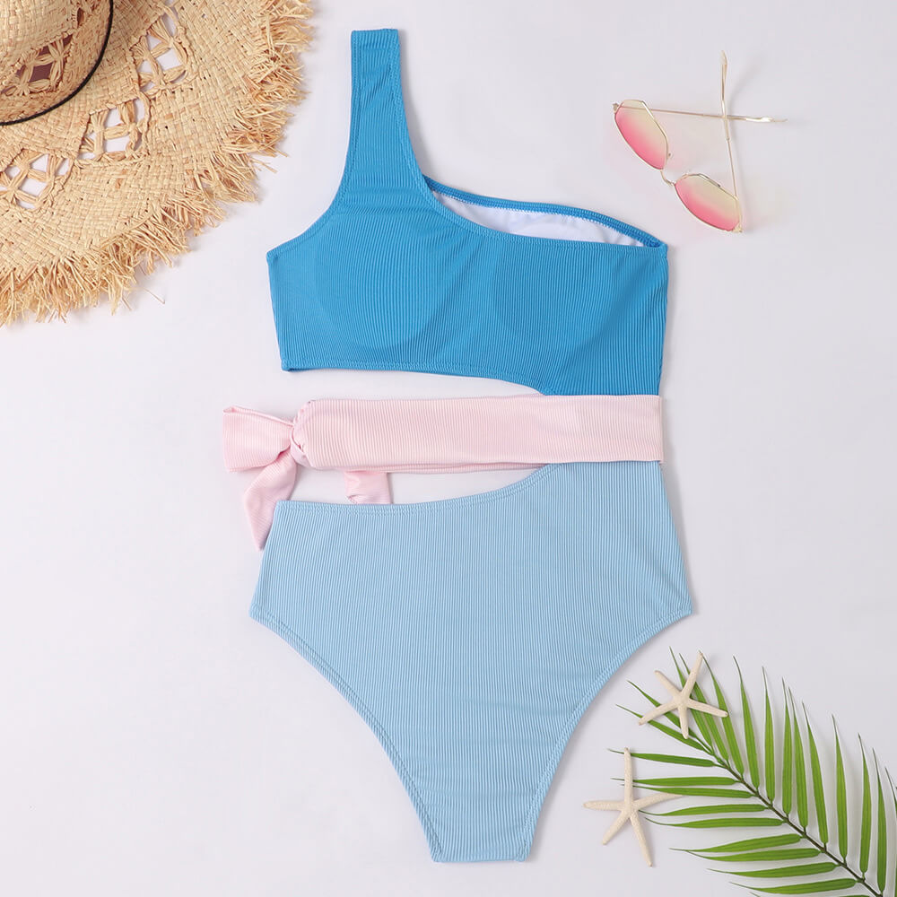 Aurora® | Two-tone asymmetrical swimsuit with lace