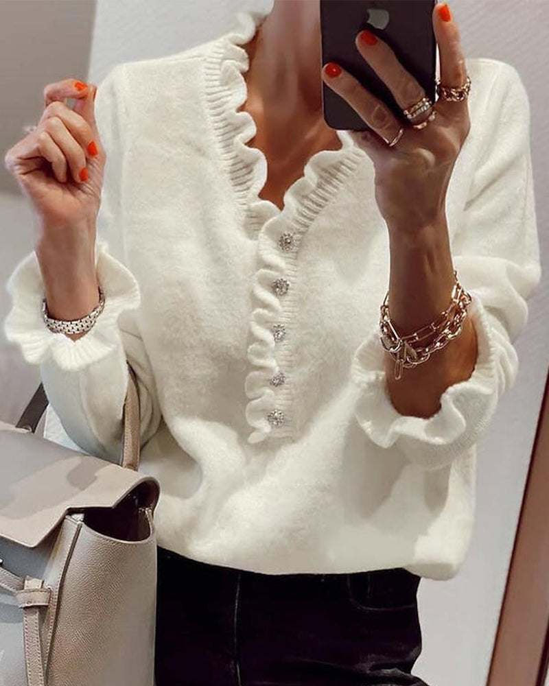Alessandra® | Elegant ruffle sweater
