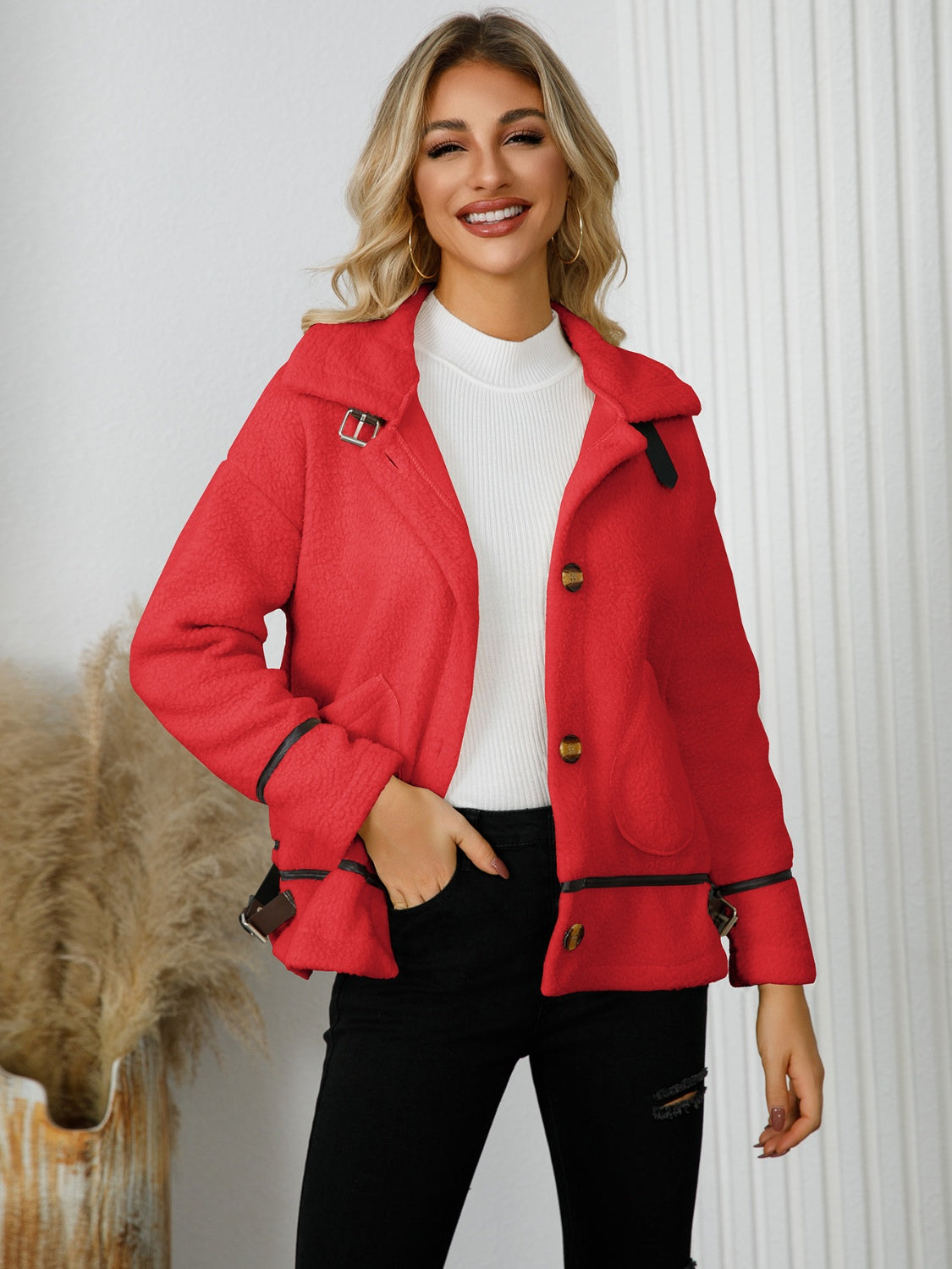 Edith® | Jacket with pockets and button placket and collar