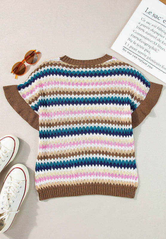 Delia® | Contrast short sleeve sweater with a crew neck