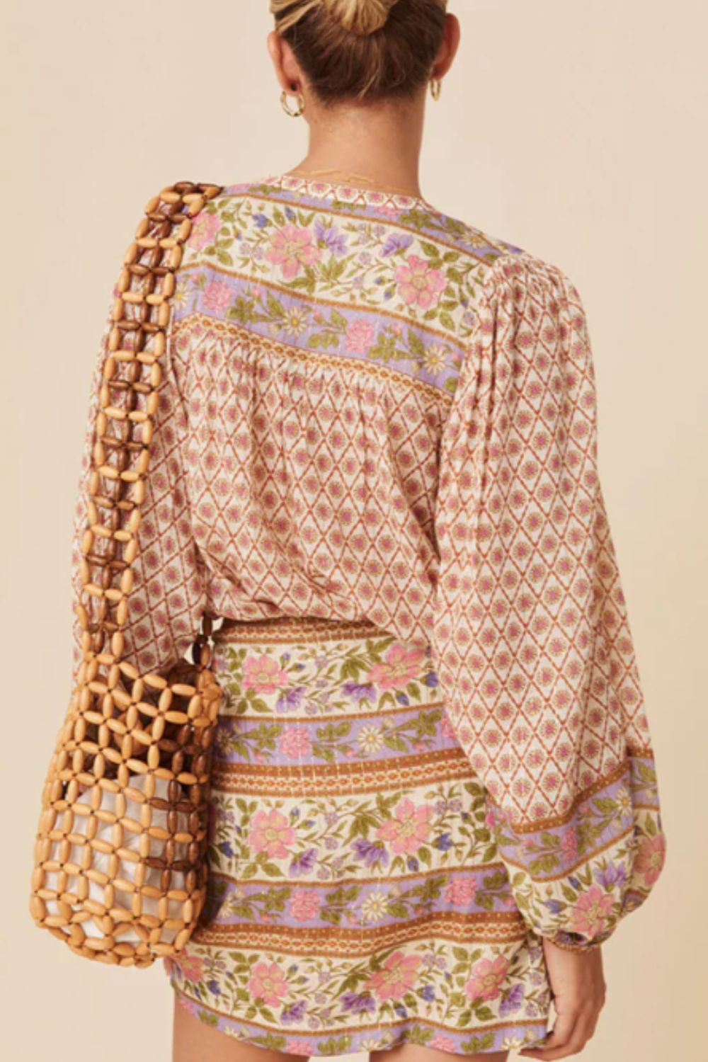 Elara® | Printed button-down long sleeve shirt