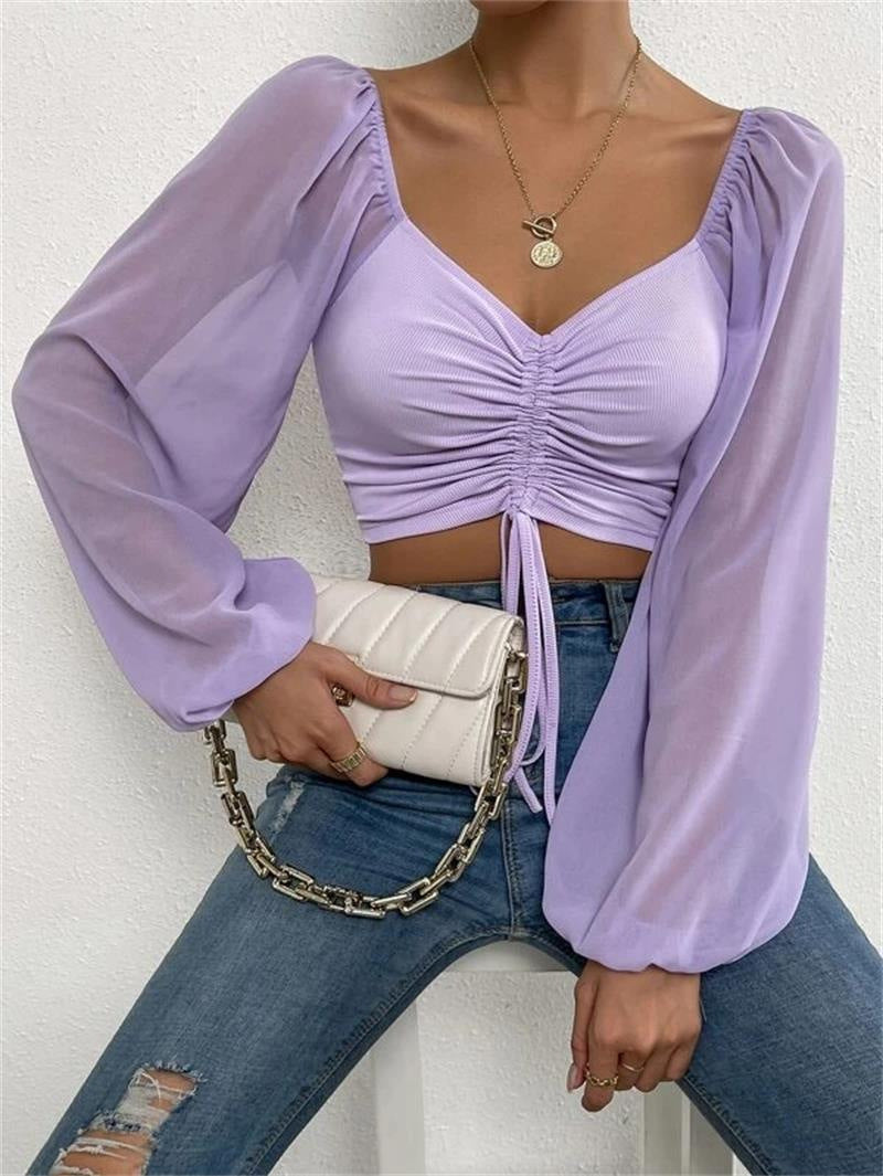 Breanne® | Blouse With Long Puff Sleeves And Drawstring