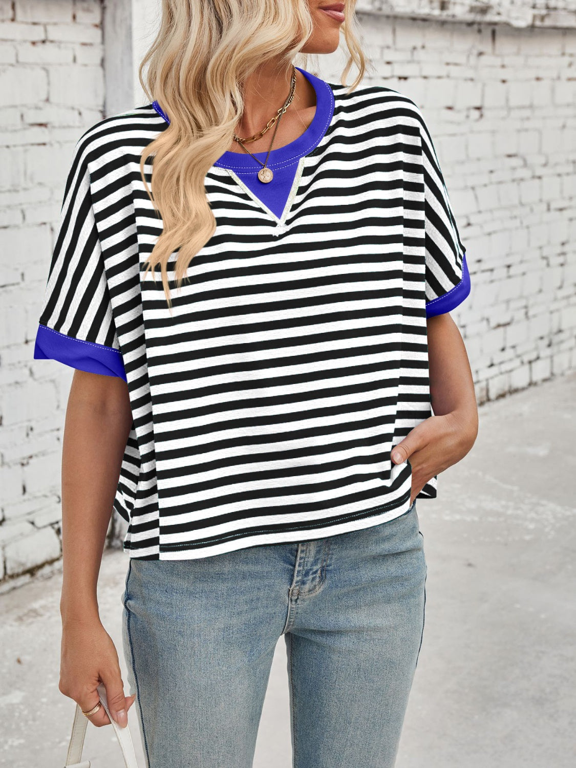 Dolores® | Striped short-sleeved crew-neck t-shirt