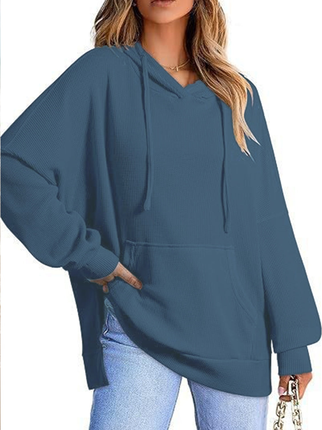 Eleonora® | Long sleeve hoodie with drawstring and slit