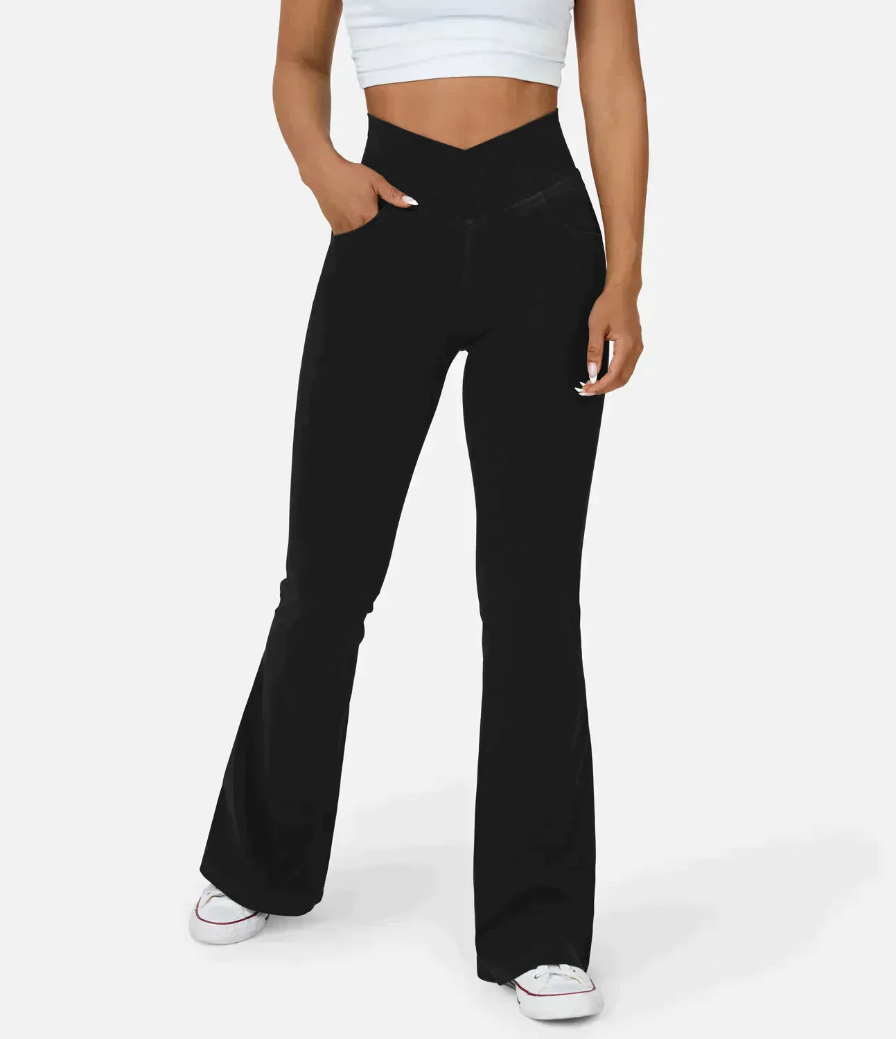 Aurora® | Women'S High-Waisted Retro Flare Pants With Crossover Waistband