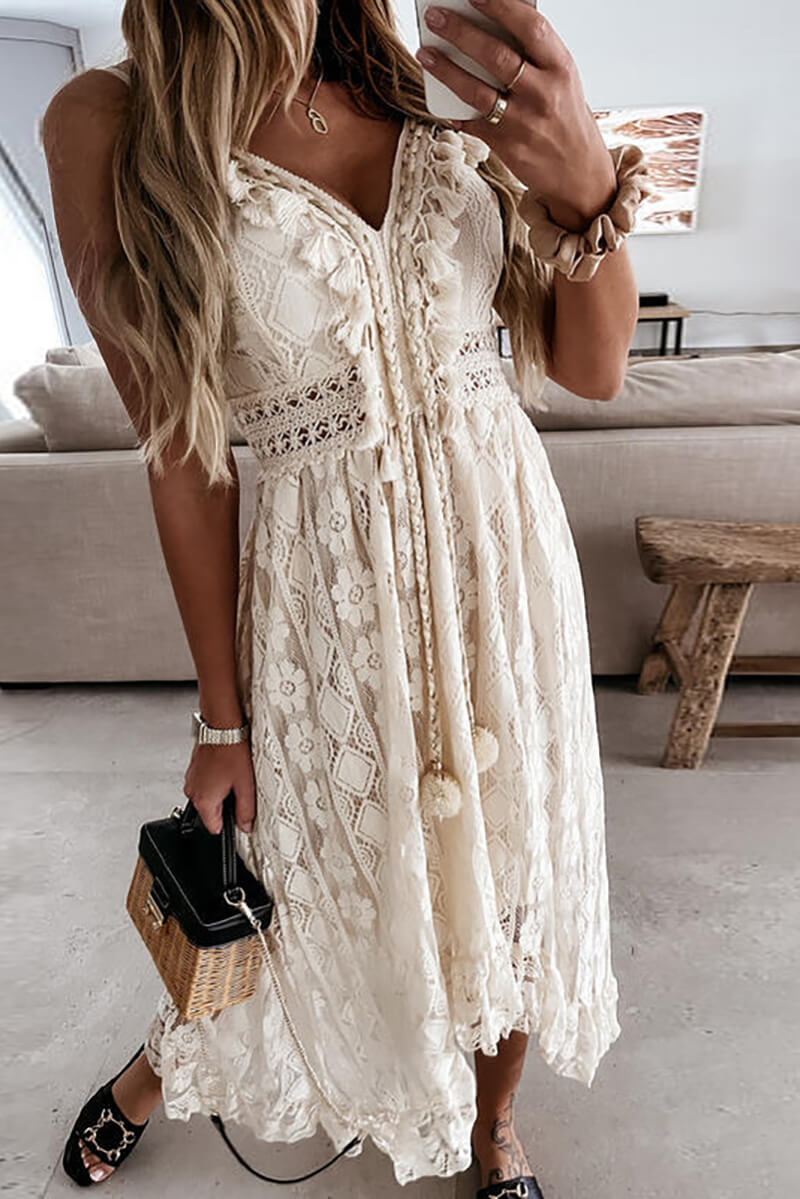 Elisa® | Midi dress in mullet with lace and ruffles