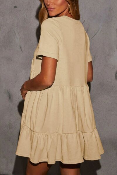 Aranza® | Tiered, short-sleeved, crew-neck mini dress