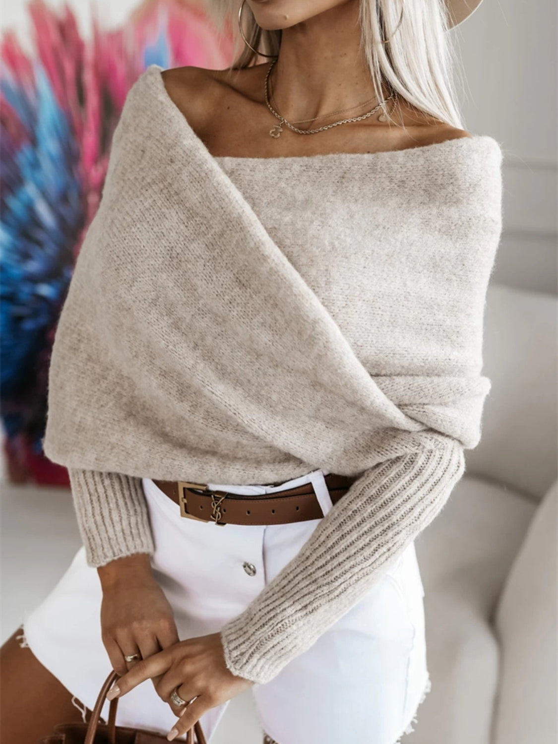 Andrea® | Long sleeve cropped knit top