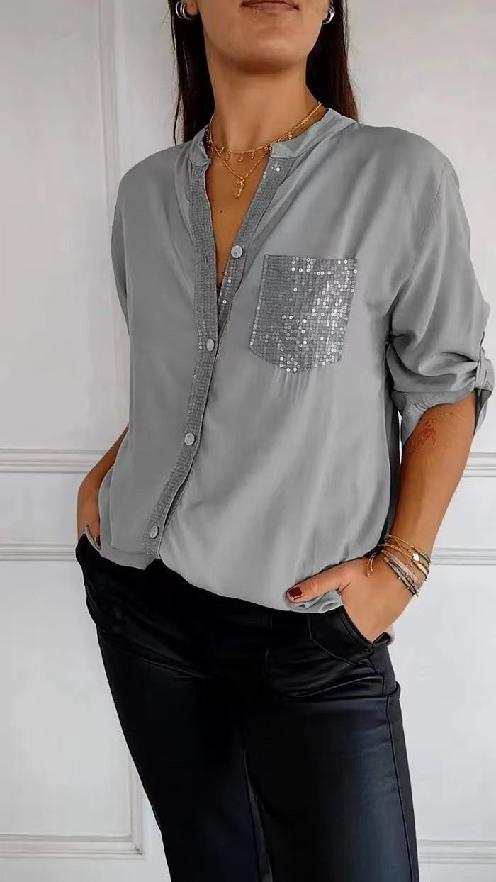 Bubnash® | Glitter Blouse With Sequin Pocket