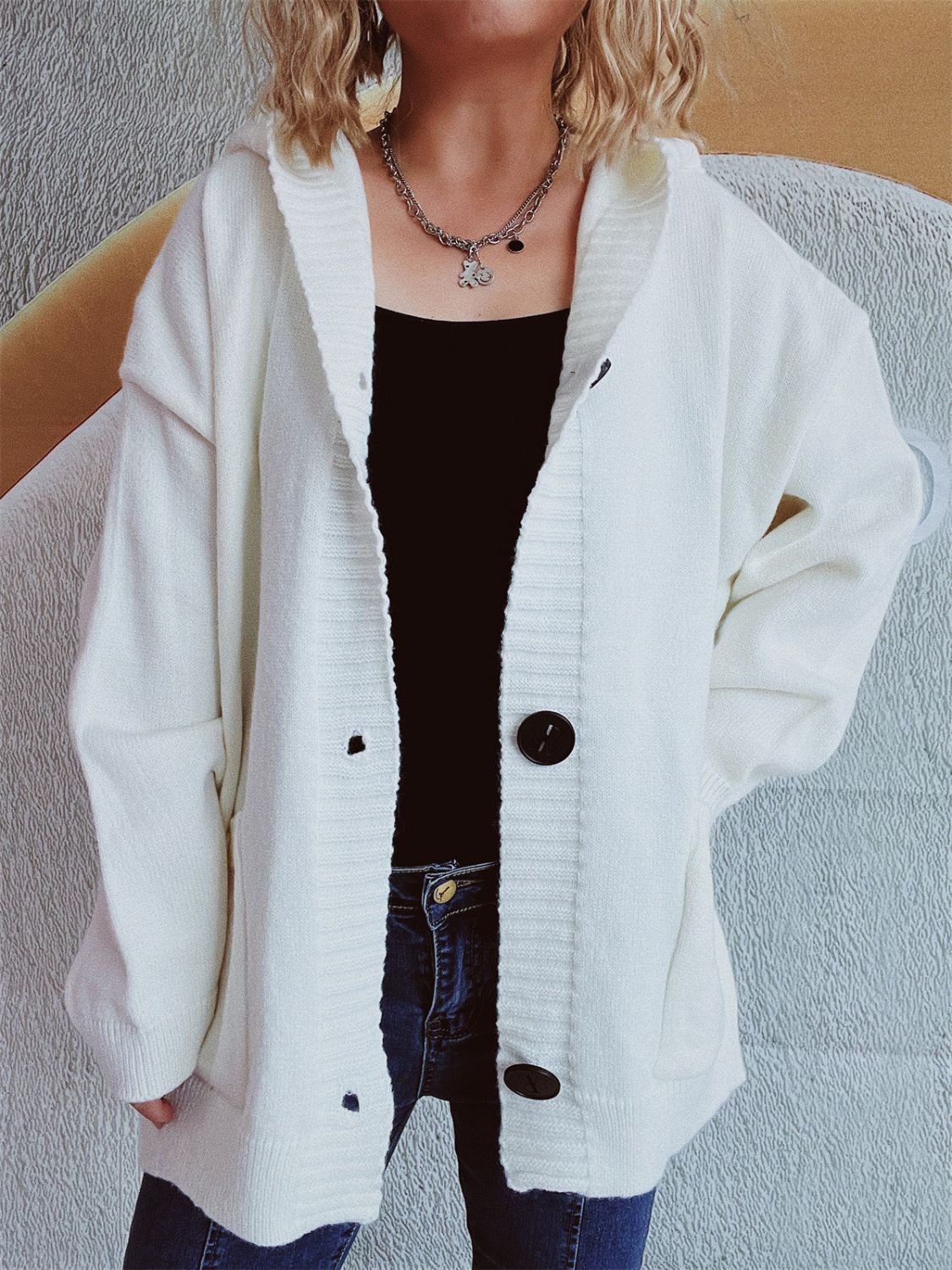 Beatrice® | Long-sleeved cardigan with hood and dropped shoulders