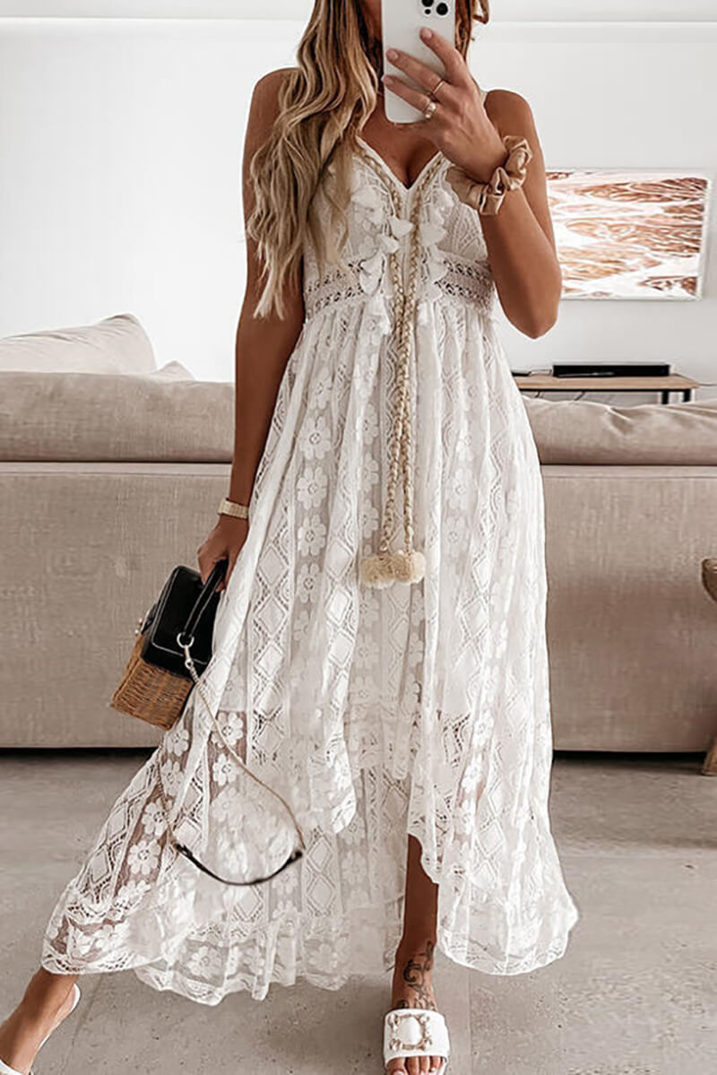 Elisa® | Midi dress in mullet with lace and ruffles