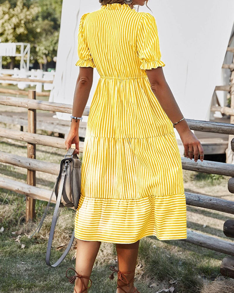 Mariah | Casual Midi A-Line Dress with V-Neck