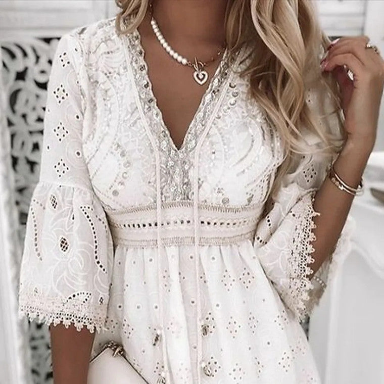 Andrea® | Short boho lace dress