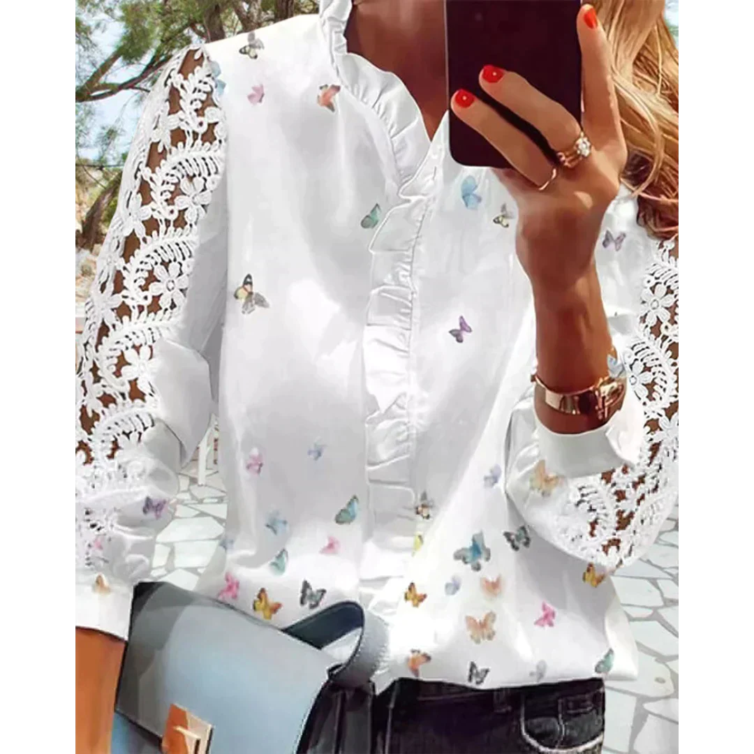 Aranza® | Playful Blouse With Butterfly Sleeves And V-Neck