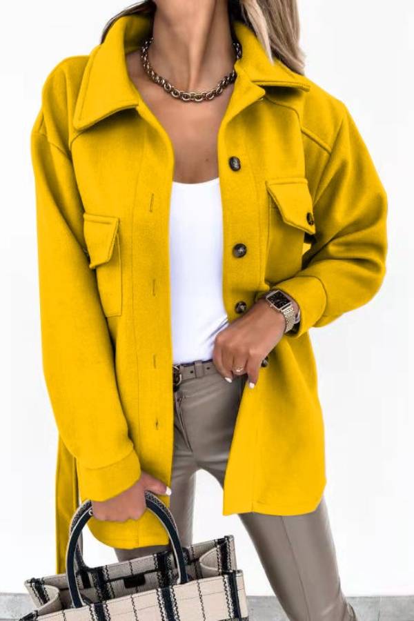 Aurora® | Solid color shirt and loose woolen coat