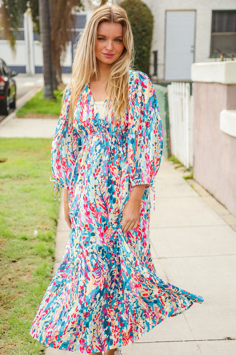 Daisy® | Star Struck Vintage Floral Midi Dress with Side Pockets