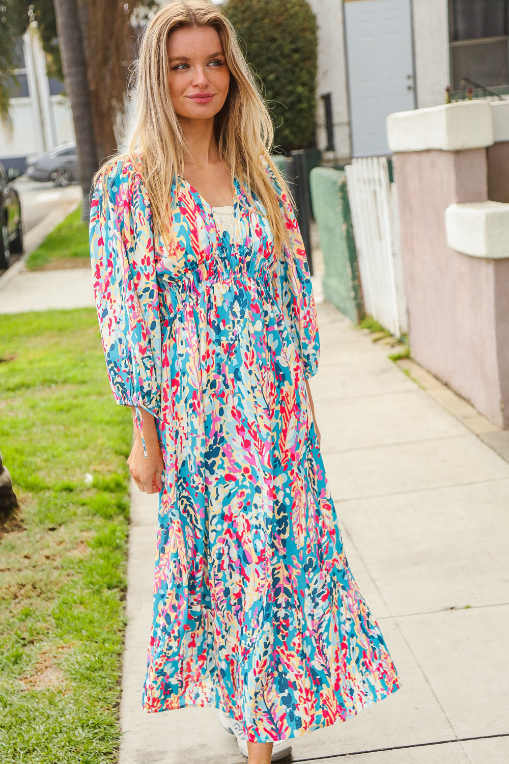 Daisy® | Star Struck Vintage Floral Midi Dress with Side Pockets