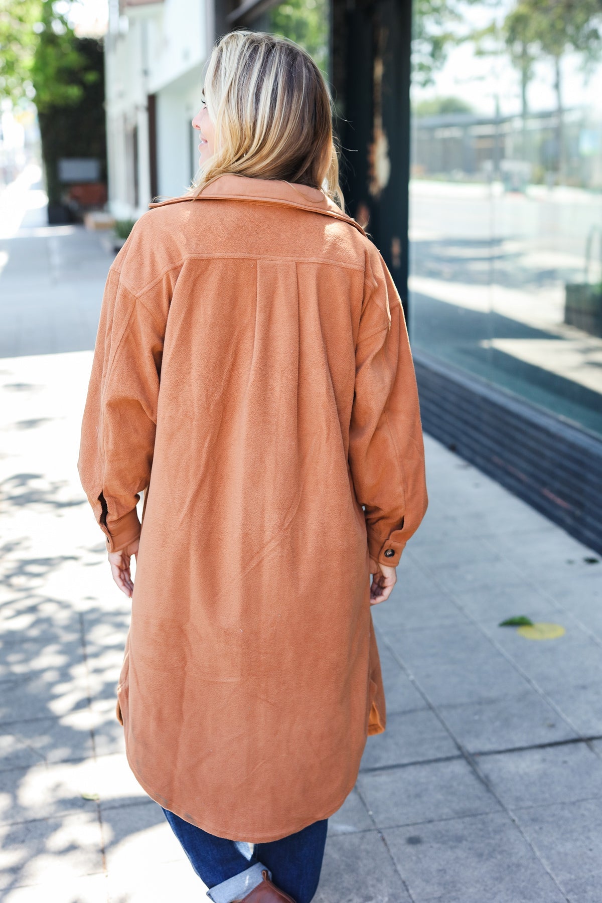 Doris® | Turn Heads Camel Fleece Button Down Duster Jacket