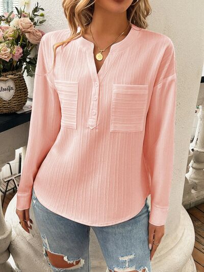 Carina® | Long sleeve blouse with pockets and notches