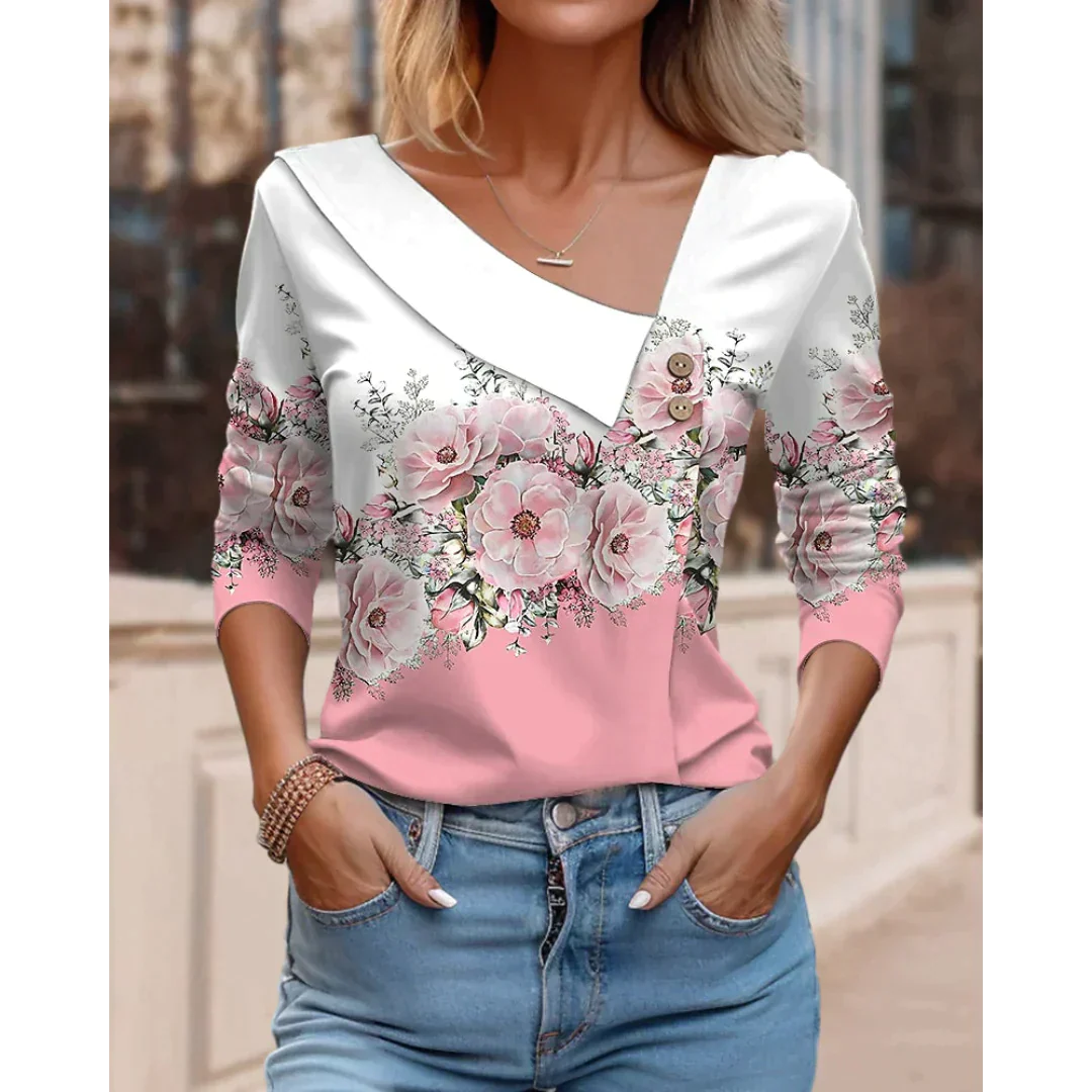 Clara® | Floral Blouse With V-Neck