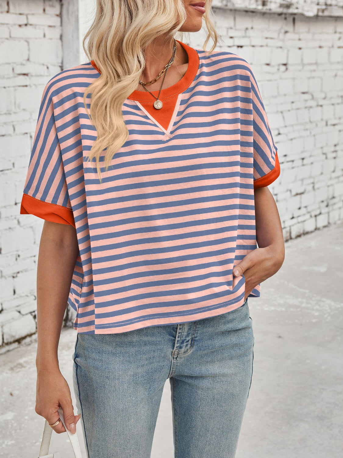 Dolores® | Striped short-sleeved crew-neck t-shirt