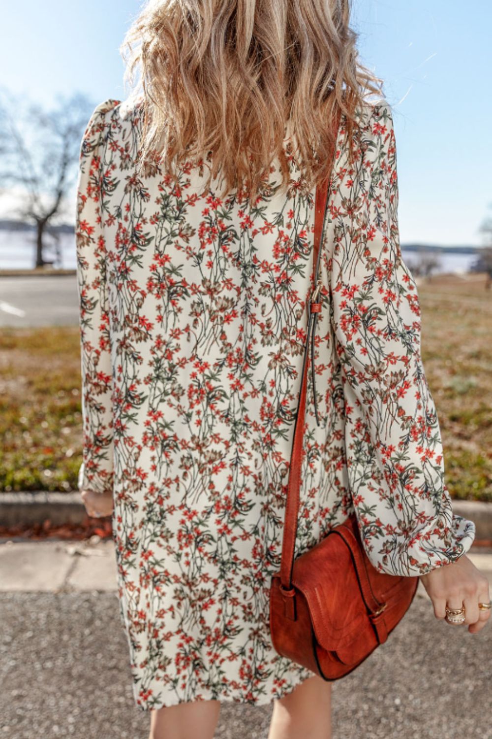 Alma® | Floral long sleeve dress with a crew neck