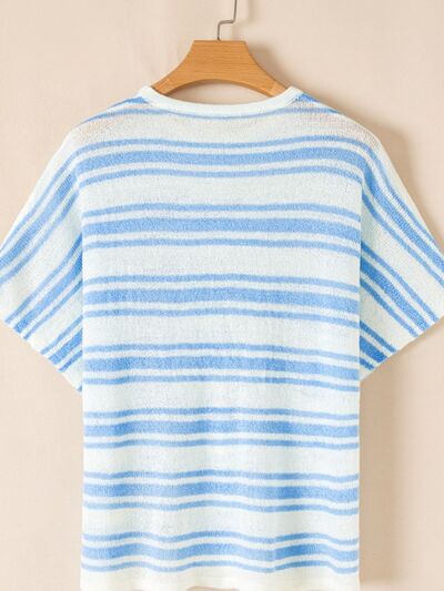 Beatriz® | Striped knit top with a crew neck and half sleeves