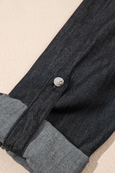 Carla® | Long sleeve denim top with pockets and collar