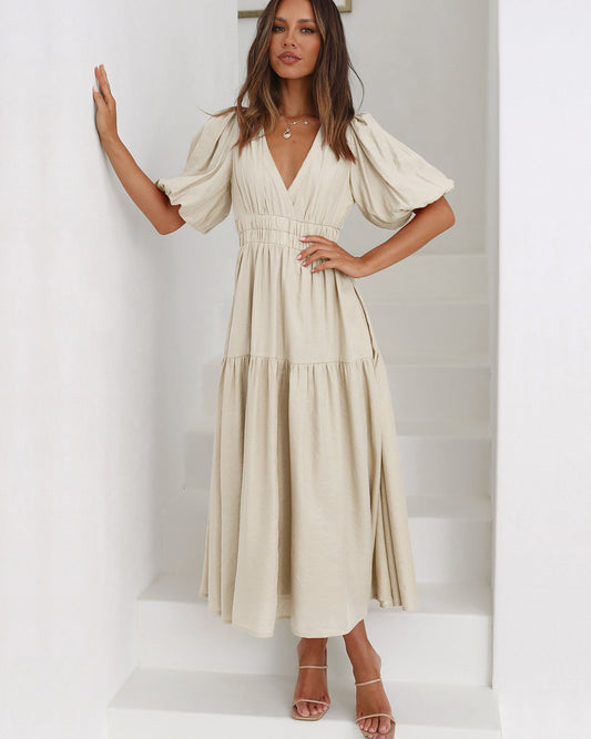 Daniela® | Ella dress with V-neck and puff sleeves