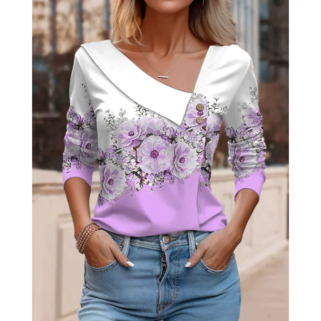 Clara® | Floral Blouse With V-Neck