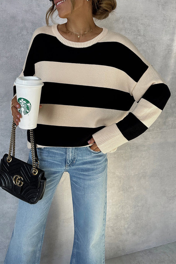 Anna® | Cream striped maxi sweater