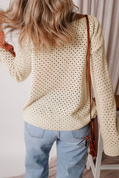 Ava® | Openwork, long-sleeved sweater with a color block design
