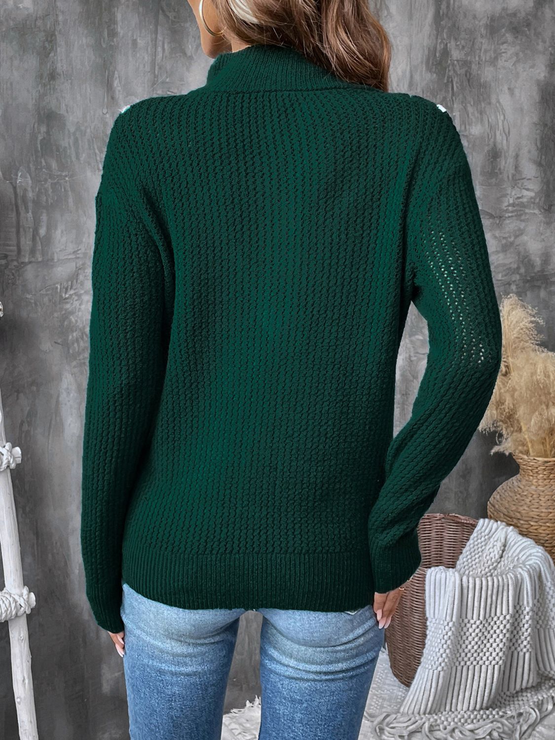 Dagmar® | Perfee contrast half zip long sleeve sweater