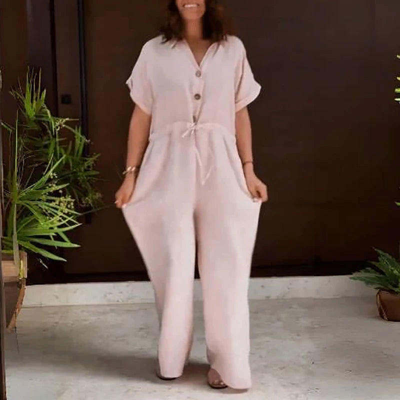 Ariana® | Pink linen jumpsuit