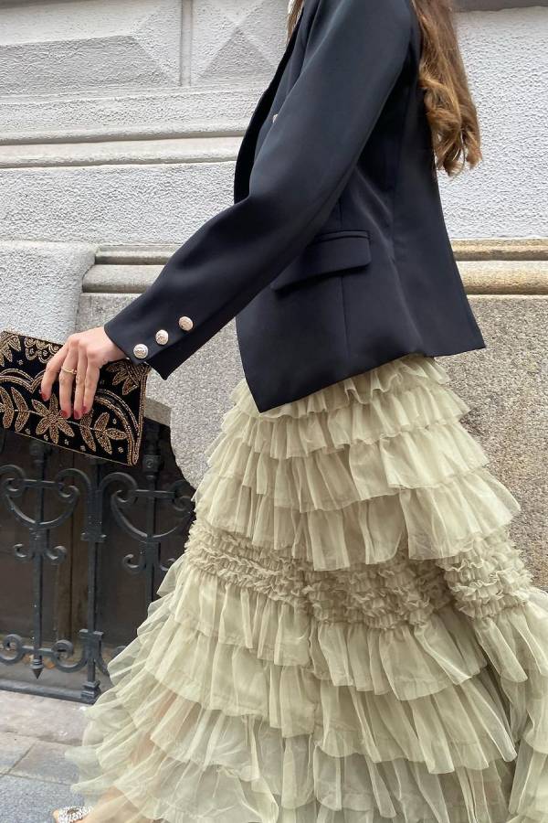 Aurora® | Tiered tulle maxi skirt with elastic waistband from City Empress