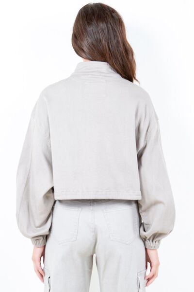 Charlotte® | Full size cropped worker jacket with drawstring hem and oversized cargo pocket